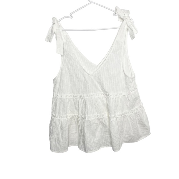 Mittoshop white sleeveless top shoulder tie large NWOT e - Picture 2 of 5